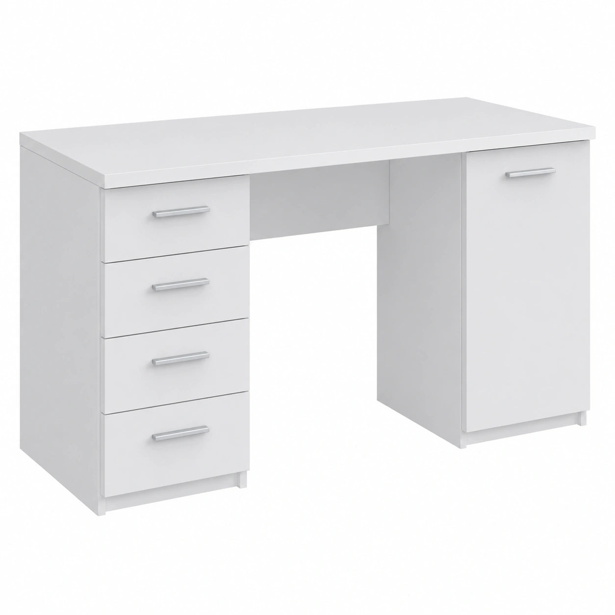 Schreibtisch – 145 cm, mit Schubladen, aus Holzwerkstoff, Weiß, für Kinderzimmer, Jugendzimmer und Büro
