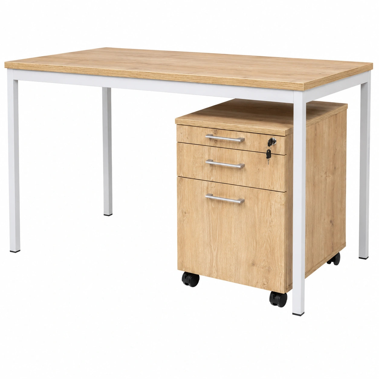 Schreibtisch – 140 × 80 × 75 cm, rechteckige Form, aus Eichenholz, für Büro