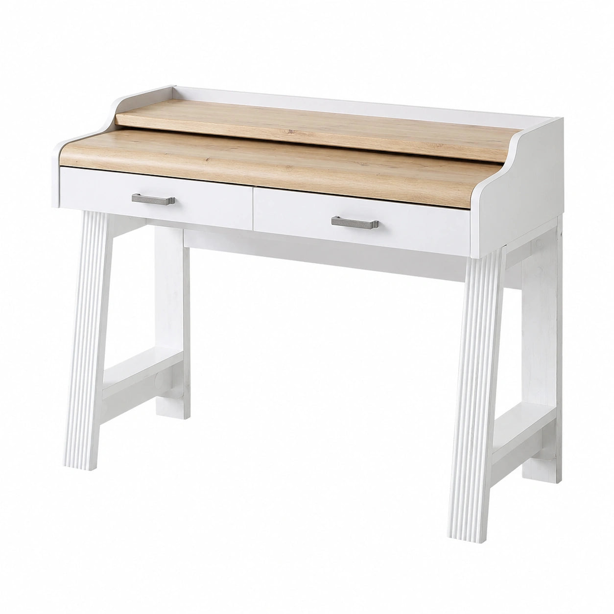 Schreibtisch – 120 × 84 × 53 cm, Landhausstil, ausziehbar, mit Schubladen, aus Eichenholz, Artisan-Eiche