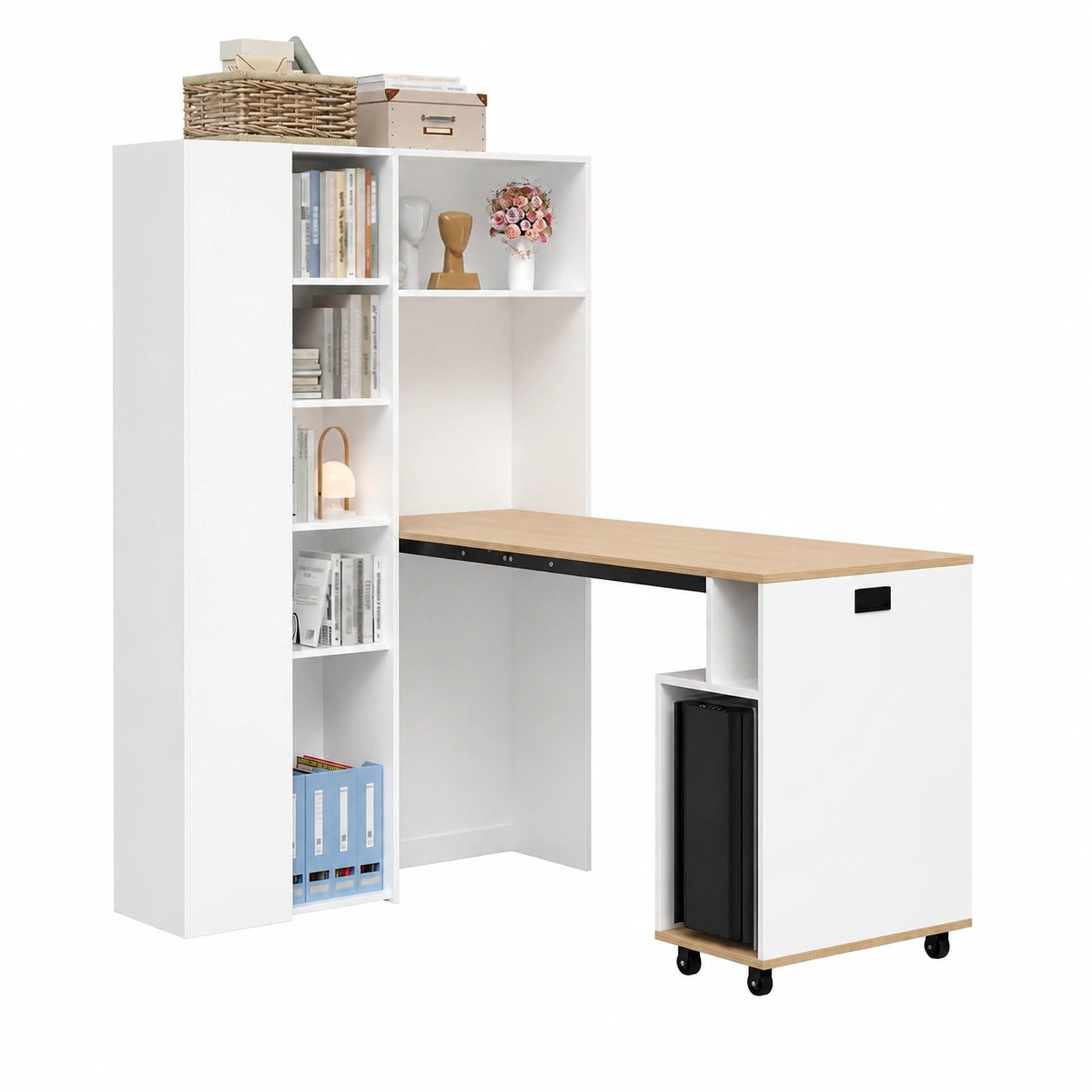 Schreibtisch – 104.5 × 30.5 × 160 cm, klappbar, mit Ablagen