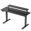 Schreibtisch – 160 × 60 cm, höhenverstellbar, mit LED-Beleuchtung, elektrisch, Schwarz