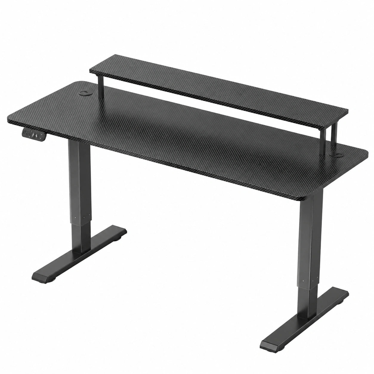 Schreibtisch – 160 × 60 cm, höhenverstellbar, mit LED-Beleuchtung, elektrisch, Schwarz
