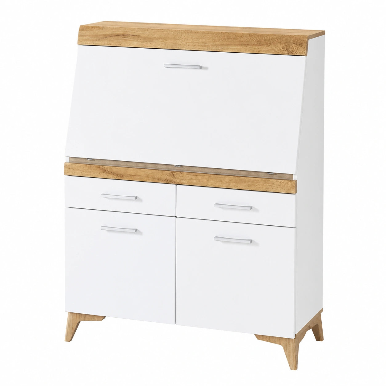 Schreibtisch – 98 × 124 × 42 cm, mit Schubladen, aus Eichenholz